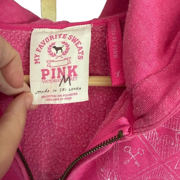 Victoria’s Secret PINK Jacket Medium University of Pink 1986 Zip Hooded Y2K Pink - Picture 3 of 7